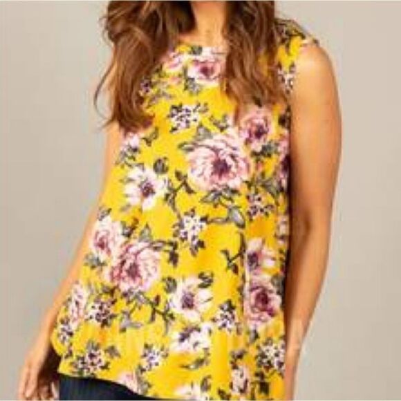 NWT Agnes & Dora Crossover Tank - Yellow Lilac Floral - Picture 6 of 7